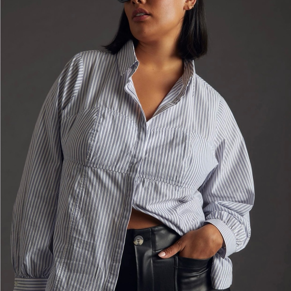 💫ANTHROPOLOGIE MAEVE STRIPED CORSET BLOUSE💫 - Picture 10 of 12